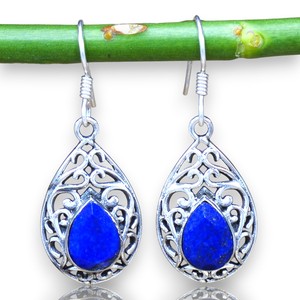 Lapis Lazuli Gemstone <b>Earrings</b> 925 Sterling Silver Pure Handmade Jewelry For Women Wholesale <b>Fine</b> <b>Earrings</b> - Product Image 1