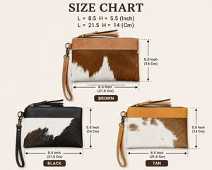 Hair On Cowhide Leather Tassel Zipper Wallet Purse for Women Western Real Genuine Leather Card Holder Clutch With Hand <b>Wristlet</b> - Product Image 2
