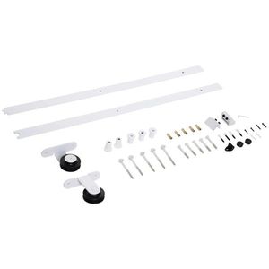 Kit di Montaggio per Porta Scorrevole Rustica da Interno (6 Piedi) - Sistema a Binario in Legno Massello Bianco per Soggiorno - Product Image 4