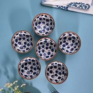 Modern Design Handpainted Ribbed Porcelain Soup Bowls Eco-Friendly <b>Set</b> of 6-<b>Microwave</b> Oven Safe Ceramic Tableware - Product Image 2