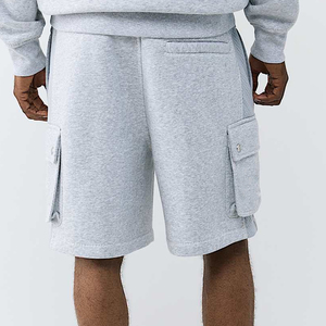 Shorts cargo pour homme, couleur unie, taille mi-haute, cordon de serrage, décontractés, en coton tricoté, style respirant avec poches - Product Image 2