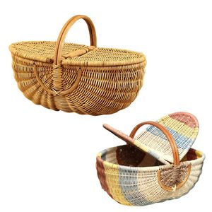 Customizable Natural RATTAN HARVEST <b>BASKET</b> PICNIC <b>BASKET</b> for Fruit Picking, Vegetable Collection and Storage - Product Image 1