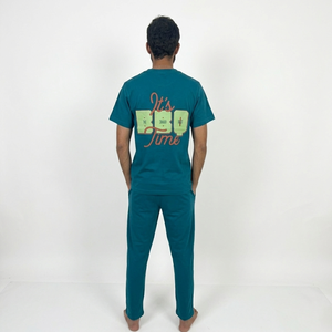 ชุดเสื้อยืดแขนสั้นและกางเกงขายาวลำลองสำหรับผู้ชาย ชุดฤดูร้อนสำหรับนักเรียน กางเกงมีเชือกผูก เสื้อยืดและกางเกงผ้าฝ้ายระบายอากาศได้ดี - Product Image 6