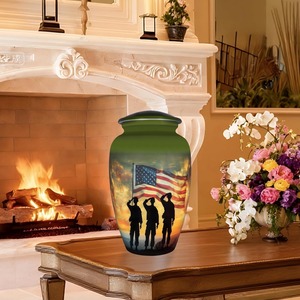 Memorial Cremation Urn For Veterans Patriotic American Flag Design Funeral Ashes <b>Keepsake</b> Tribute Decor Urn Home Display - Product Image 5