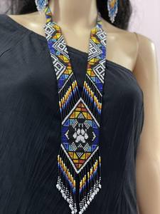 Collier Gerdan ukrainien massif | Ethnique | Tribal | Collier noir et blanc | Unique | Collier et boucles d'oreilles pour femme africaine, idéal pour les fêtes et comme cadeau - Product Image 2