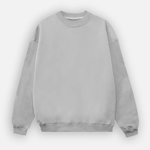 <b>Men</b> <b>Pullover</b> Crewneck Sweatshirt Oversized Cotton Fleece Casual Streetwear Loose Fit Solid Color - Product Image 2