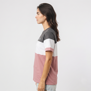 Camiseta Casual de Cuello Redondo de Tres Tonos para Mujer, Logotipo Personalizado, Tejido de Algodón, Manga Corta, Corte Regular - Product Image 6
