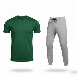 Ensemble de survêtement à capuche pour homme, gris, manches longues, rayé, décontracté, respirant, en polyester et coton, pour l'automne, avec fermeture éclair et poches latérales - Product Image 5
