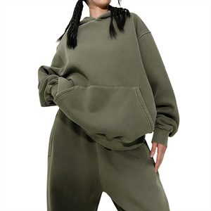 Chándal de mujer de moda 2026 de última tendencia con lavado ácido, transpirable y de manga larga, de peso pesado - Product Image 3