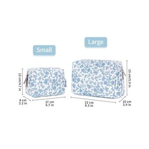 Pochette à fermeture éclair florale mignonne, petite trousse de maquillage de voyage avec compartiments, étui cosmétique pratique pour sac à main ou portefeuille, idéal pour les beautés nomades - Product Image 3