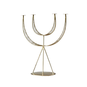 Supports de bougies dorés en métal, bougeoirs décoratifs en fer pour table, porte-bougies cylindriques en métal pour mariage - Product Image 1