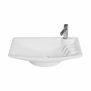 Lavabo de Pared de Una Pieza Oscar Moderno y de Lujo, Cerámica con Borde Dorado, Acabado Negro Mate, para Uso en Hoteles y Villas - Product Image 1