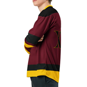 Maillot de hockey sur glace pour adulte à rayures par transfert thermique, service OEM, personnalisez votre propre design, vente en gros 2026, 100 % polyester - Product Image 2