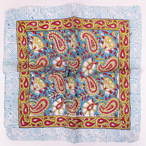 Best Floral Block Printed Poplin Multi-Functional Cotton Square Scarf Bandana Handmade Eco-Friendly Breathable <b>Tie</b> <b>Back</b> Four - Product Image 4