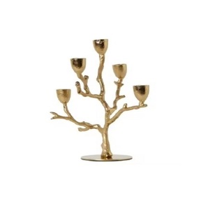 Hot Selling Handmade Aluminum Brass 5 Arm Candelabra <b>Candle</b> Holders Tall Centerpiece Wedding Decor Mirror Polished Durable <b>Cheap</b> - Product Image 1