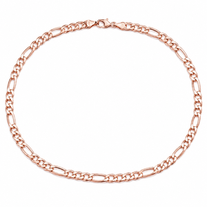 Collar de Cadena Figaro de Plata de Ley 925 Chapado en Oro Rosa de 4 mm y 18 Pulgadas, Regalo Moderno para Mujer - Product Image 1