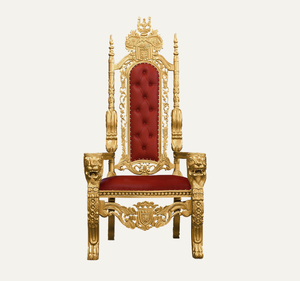 Chaise Trône de Style Royal en Bois de Mahagoni Massif, Faite à la Main, Durable, pour Hall d'Hôtel de Luxe et Appartement - Product Image 1