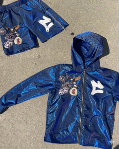 Solid Color Casual Sportswear <b>Women</b> 2 Piece Shorts Set Zipper Long Sleeve <b>Jacket</b> and Shorts Tracksuit Outdoor Windbreaker Set - Product Image 4