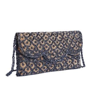 Bolso de Mano de Terciopelo Bordado a Mano para Mujer, Bolso de Fiesta Textil con Cuentas, Rectangular, para Noche o Boda, Personalizable - Product Image 1