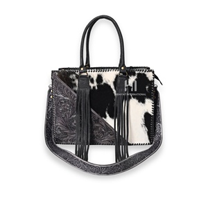 Bolso Tote de Cuero Vacuno Hecho a Mano para Mujer, con Pelo Natural, de Primera Calidad - Product Image 1