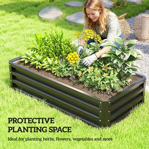 Fioriera in Metallo Zincato 4 X 2 X 1, Letto Rialzato per Coltivare Verdure, Fiori, Erbe e Piante Succulente, Grigio - Product Image 6