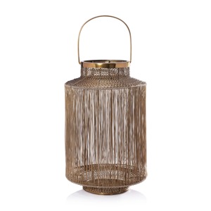 Brass Lantern With Floral Perforated Design For Home Decoration Durable Metal Candle Holder - Product Image 5