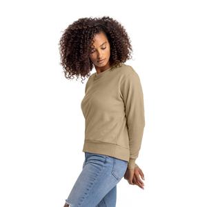 Vente en gros de sweat-shirt en molleton éponge pour femme Tan pull ras du cou en daim pour femme sweat-shirt ample imprimé de lettres - Product Image 3