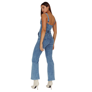 Combinaison en jean boutonnée pour femme, fermeture éclair, tenue décontractée d'été, fabrication en usine - Product Image 2