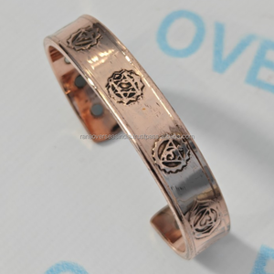 Modern Pure Copper Seven <b>Chakra</b> Engraved Therapy <b>Bracelet</b> with Triple Magnet Energy Healing for Meditation Peace Baptism - Product Image 1