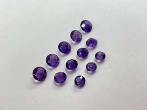 Lote de 10 Piezas de Gemas Sueltas de Amatista Africana, Forma Redonda de Tablero de Ajedrez, Facetadas por Ambos Lados, 6mm 7mm 8mm, para Joyería - Product Image 6