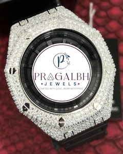 นาฬิกาเพชรหรู Pragalbh Jewels ประดับเพชรโมอิสซาไนต์ทรงแปดเหลี่ยม สายยาง สำหรับผู้ชาย สไตล์ฮิปฮอป - Product Image 5