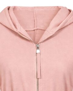 Womens Blush Pink <b>Cropped</b> <b>Zip</b> <b>Up</b> Hoodie Slim Fit Long Sleeve Casual Streetwear Cotton Fleece Sweatshirt Custom Logo ODM Factory - Product Image 5