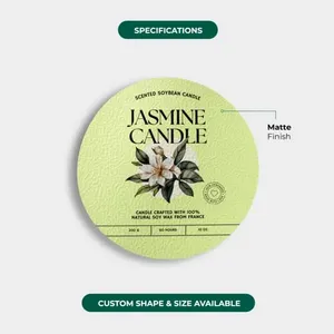 Custom Textured Labels Premium Matte Adhesive Digital Printed Stickers Custom Shape for Candles <b>Jars</b> Bottles Cosmetics Packaging - Product Image 2
