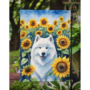 Bandera de jardín de girasoles samoyedos, bandera decorativa Multicolor para patio, bandera para patio, arte, buzón, bandera para macizos de flores, tamaño de jardín - Product Image 3