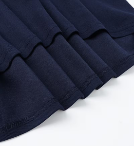 Low MOQ Children's Girls <b>Navy</b> Blue Cotton Long Sleeve School Uniform Dress with Collar Buttons for Primary Students - Product Image 6