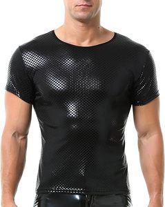 Chaleco de Cuero Sintético para Hombre, Camisetas de PVC Brillante, Camisetas sin Mangas de Cuero para Hombre, Impresión por Compresión Personalizada de Alta Calidad - Product Image 1