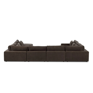 Conjunto de sofá seccional moderno en forma de L con cubierta de tela y patas de madera para sala de estar - Product Image 6