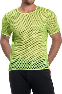 T-shirt respirant pour homme, couleur verte, style streetwear, coupe classique, en maille, vente en gros, t-shirts en maille effet vieilli - Product Image 3
