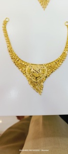 Collier ras-de-cou en or massif 22 carats pour femme, bijou traditionnel indien pour mariage, motif floral en filigrane - Product Image 2