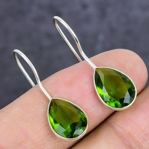 Boucles d'oreilles goutte d'eau en turquoise facettée plaquées or rose pour femme, style bohème vintage, faites à la main, bijoux de fête, sertissage clos, vert - Product Image 2