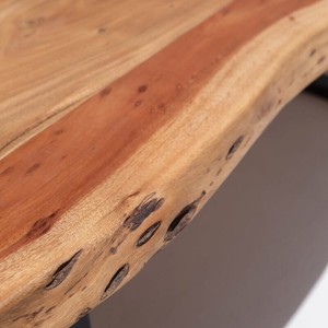 Mesa de Comedor Vandana Zentrix Sierra en Acacia Oscuro con Patas de Metal y Diseño Moderno Contemporáneo - Product Image 2