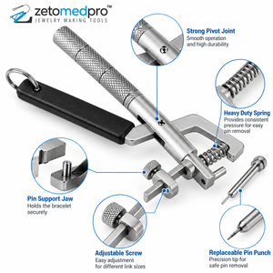 Pince à débricoler les maillons de bracelet de montre en acier inoxydable, outil de réparation de montres et de fabrication de bijoux, 6 pouces, ZetomedPro - Product Image 3