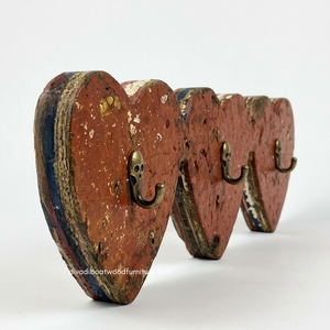Wholesale Handmade Rustic Antique Vintage Style 3 <b>Hooks</b> Eco-Friendly Durable Hanging Coat <b>Key</b> Holder Wood <b>Wall</b> Mount Heart - Product Image 2