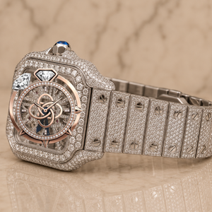 Montre de luxe pour homme en acier inoxydable avec bracelet, style bijoux, sertie de diamants Moissanite - Product Image 2