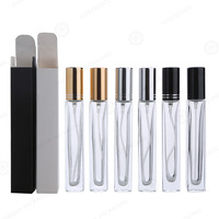 Flacons de parfum transparents vides de 10 ml, flacons en verre portables pour échantillons avec bouchons métalliques scellés et boîtes