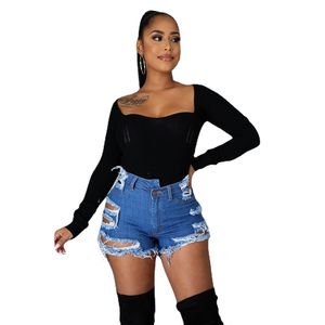 Shorts en jean pour femme de haute qualité, style streetwear, en toile, mi-élastiques, respirants, coupe régulière, couleur unie, écologiques, séchage rapide, prix raisonnable - Product Image 1