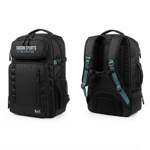 กระเป๋าเป้สะพายหลังสำหรับฝึกซ้อม BJJ รุ่นพรีเมียม TAISON SPORTS 300 GSM 600D Oxford PU สีดำ-เขียวอมฟ้า ดีไซน์หลายช่องใส่ของ  พร้อมโลโก้สั่งทำพิเศษ ความจุ 30-40 ลิตร - Product Image 1