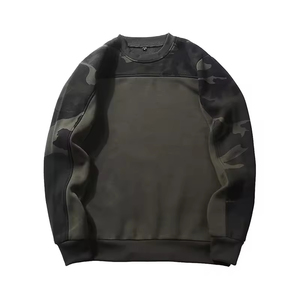 Sudadera de moda para hombre con paneles de camuflaje, verde oliva, de algodón, cuello redondo, de alta calidad, estilo streetwear, venta al por mayor 2026 - Product Image 1