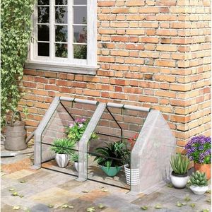 Mini Serra Portatile per Giardino Esterno 6 X 3 X 3 con Grandi Porte con Cerniera e Copertura UV/PE Bianca - Product Image 2