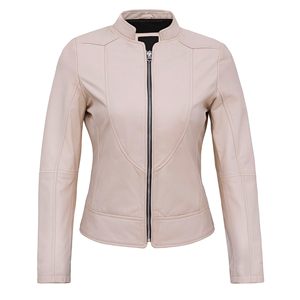 Women Genuine Leather Biker <b>Jacket</b> Slim Fit Zip-Up Waterproof Breathable Solid <b>Motorcycle</b> Coat Casual Streetwear Outerwear - Product Image 3